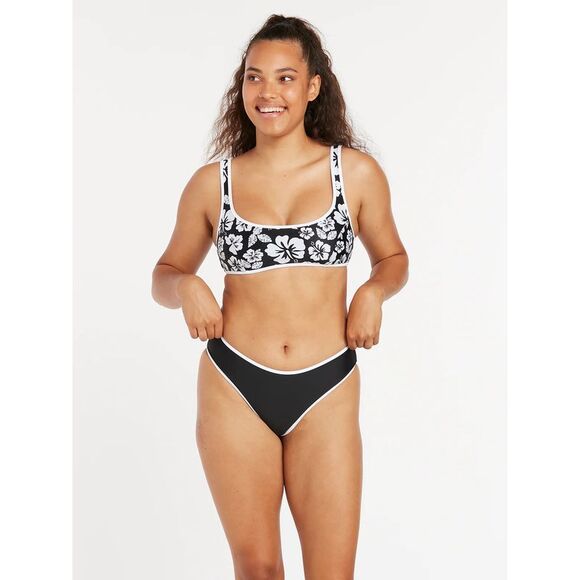 Volcom Coco Scoop Reversible Bikini Top In Black Combo M - Picture 2 of 2